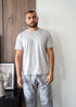 Men summer pajama set Grey T-shirt + Light Grey X Grey Glen Plaid Pants